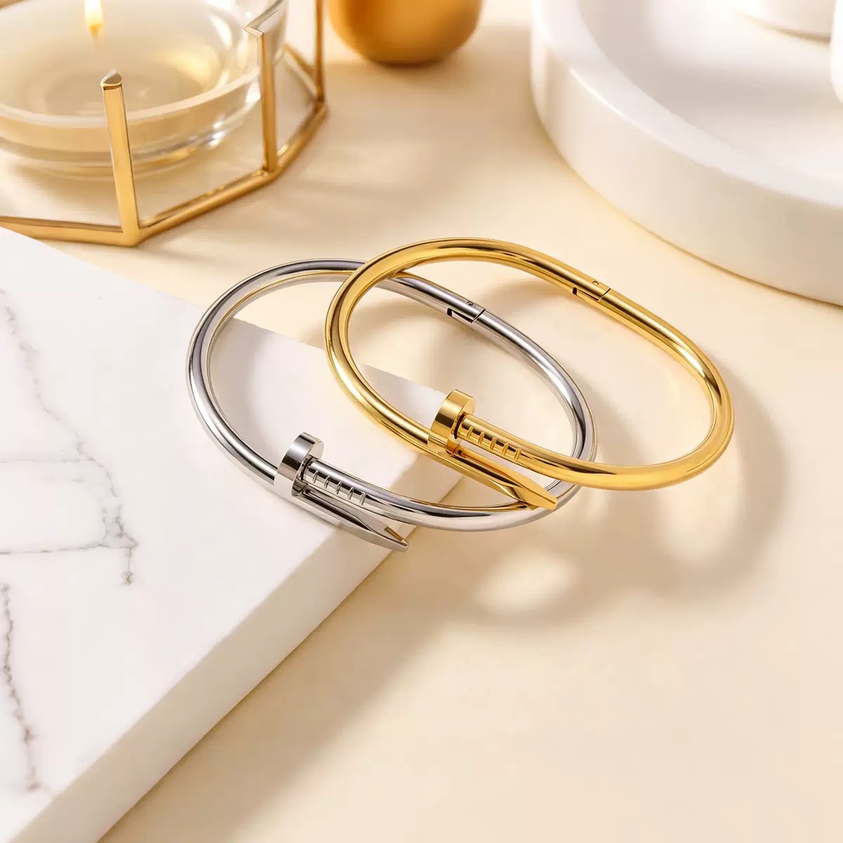 304 Stainless Steel Clasp Open Bangle, Lucky Fortune Turning Bracelet - Image 4