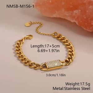 304 stainless steel gold cuban chain zircon bracelet women wholesale jewelry