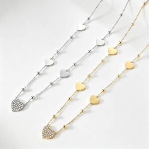 Multi‑Heart Beaded 304 Stainless Steel Wholesale Necklace XL‑6845