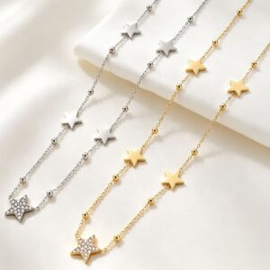 Star Beaded Station 304 Stainless Steel Wholesale Necklace XL‑6842