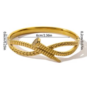 304 stainless steel gold zircon nail hinged bangle