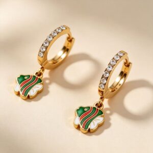 Colorful Enamel Fish Zircon Huggie Hoop 304 Stainless Steel Wholesale Earrings EH‑6288
