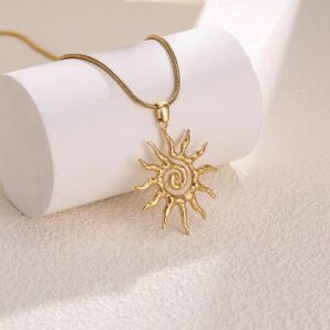 Sun Pendant Snake Chain 304 Stainless Steel Wholesale Necklace