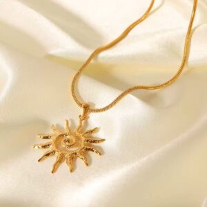 Sun Pendant Snake Chain 304 Stainless Steel Wholesale Necklace