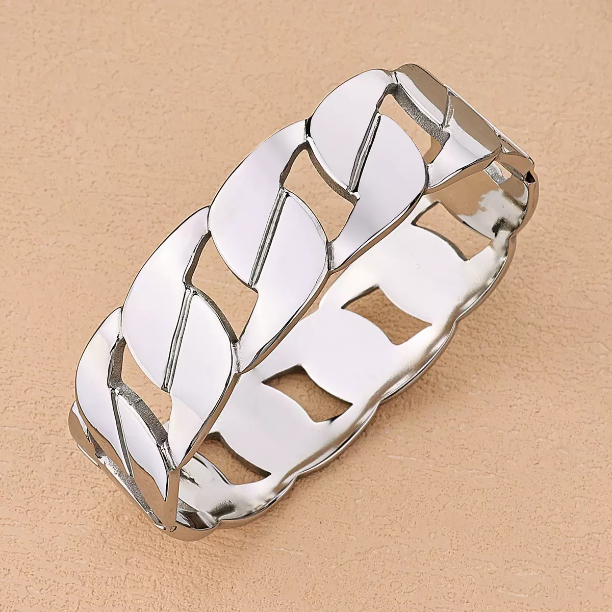 304 stainless steel open cuff bangle, open‑design, hypoallergenic, daily jewelry gift. - Image 2