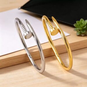 304 Stainless Steel Clasp Open Bangle, Lucky Fortune Turning Bracelet